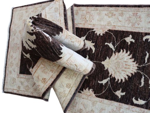 Backside of handmade New Farahan rug showing knot structure and weave density