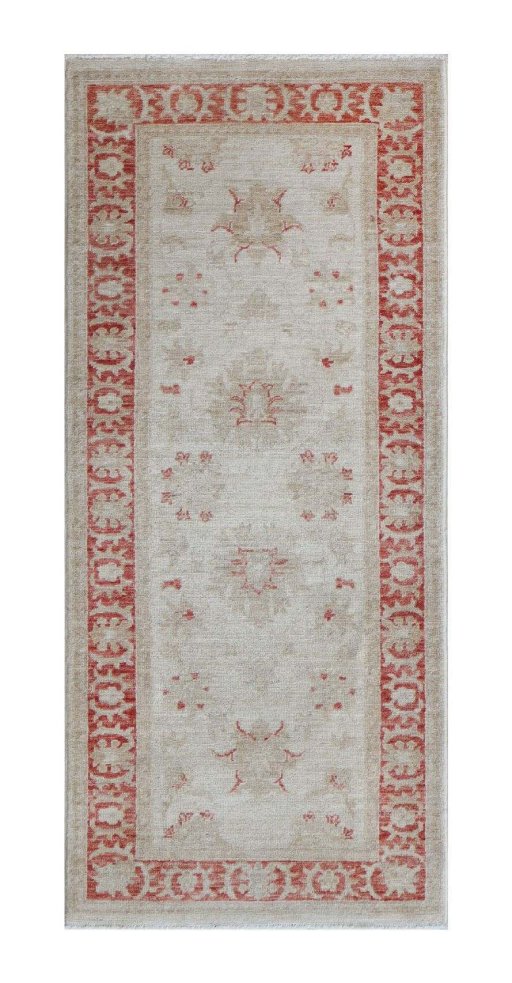 Full view of New Farahan rug from Pakistan, 152 × 65 cm in Beige tones