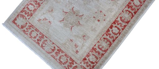 Full view of New Farahan rug from Pakistan, 152 × 65 cm in Beige tones