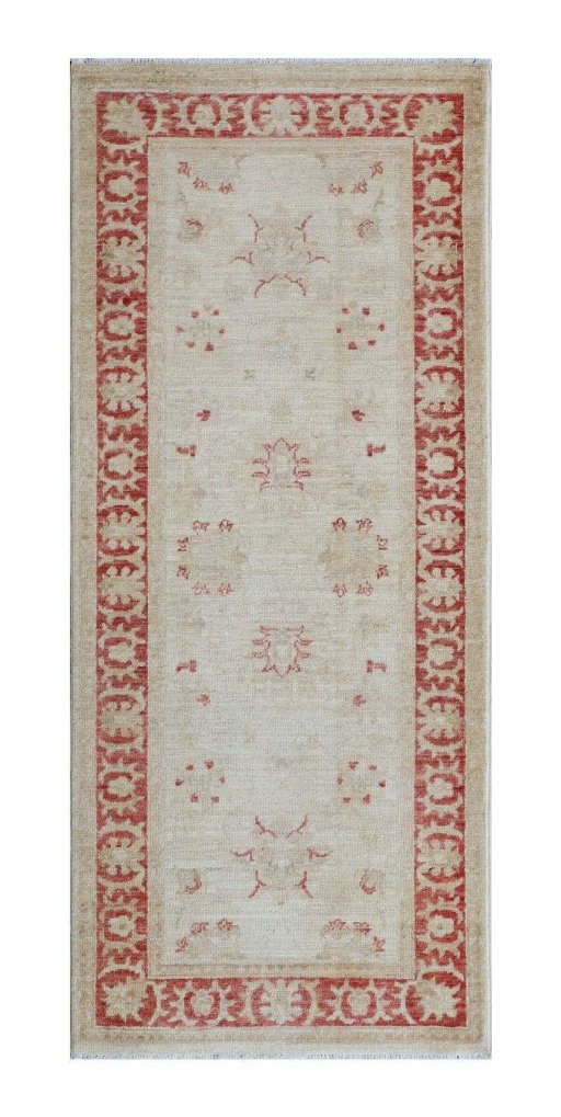 Full view of New Farahan rug from Pakistan, 153 × 66 cm in Beige tones