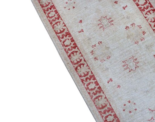 Backside of handmade New Farahan rug showing knot structure and weave density