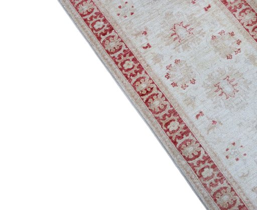 Backside of handmade New Farahan rug showing knot structure and weave density