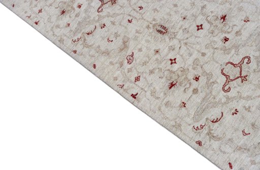 Backside of handmade New Farahan rug showing knot structure and weave density