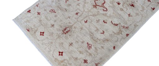 Full view of New Farahan rug from Pakistan, 272 × 88 cm in Beige tones