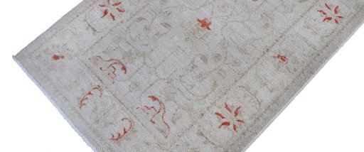 Full view of New Farahan rug from Pakistan, 215 × 80 cm in Beige tones
