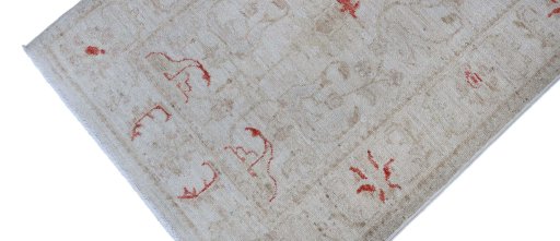 Full view of New Farahan rug from Pakistan, 212 × 79 cm in Beige tones