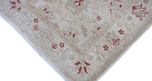 Full view of New Farahan rug from Pakistan, 234 × 77 cm in Beige tones