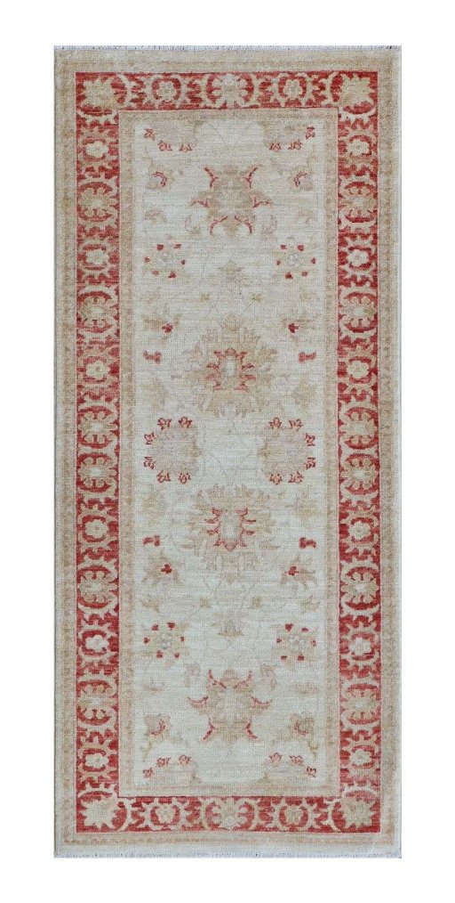 Full view of New Farahan rug from Pakistan, 155 × 67 cm in Beige tones