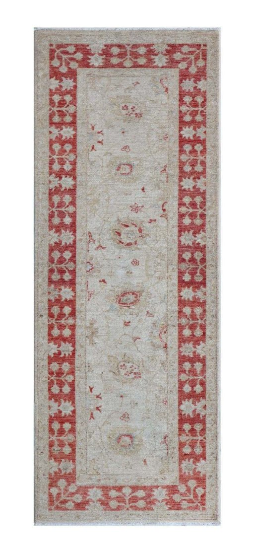 Full view of New Farahan rug from Pakistan, 190 × 71 cm in Beige tones