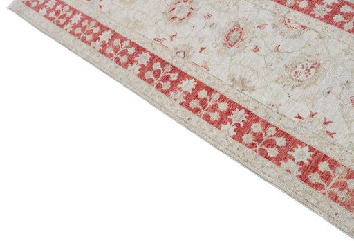 Backside of handmade New Farahan rug showing knot structure and weave density