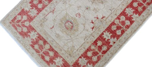 Full view of New Farahan rug from Pakistan, 190 × 72 cm in Beige tones