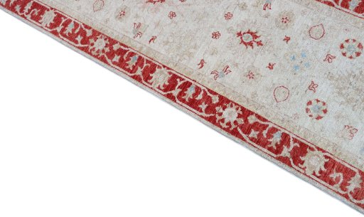 Backside of handmade New Farahan rug showing knot structure and weave density