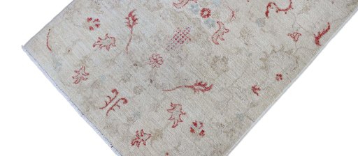 Full view of New Farahan rug from Pakistan, 206 × 75 cm in Beige tones