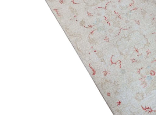 Backside of handmade New Farahan rug showing knot structure and weave density