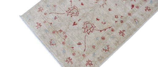 Full view of New Farahan rug from Pakistan, 202 × 73 cm in Beige tones