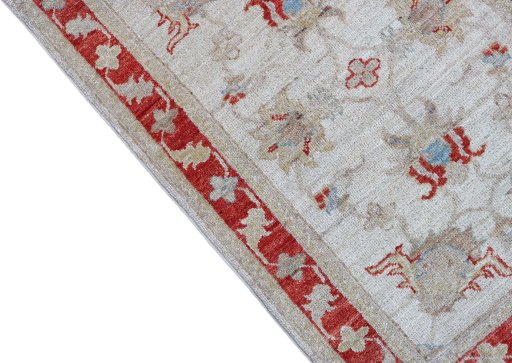 Backside of handmade New Farahan rug showing knot structure and weave density