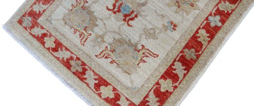 Full view of New Farahan rug from Pakistan, 92 × 63 cm in Beige tones
