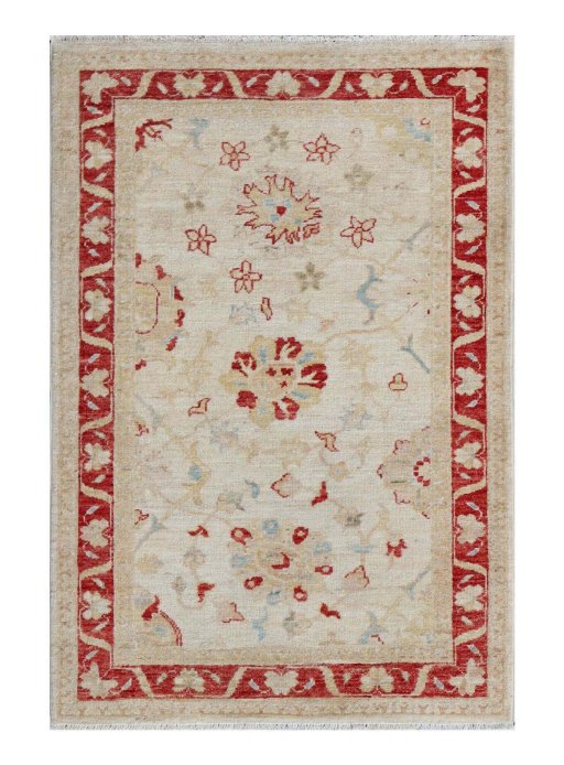 Full view of New Farahan rug from Pakistan, 116 × 80 cm in Beige tones