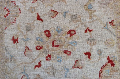 Close-up detail of New Farahan rug from Pakistan showing Wool weave