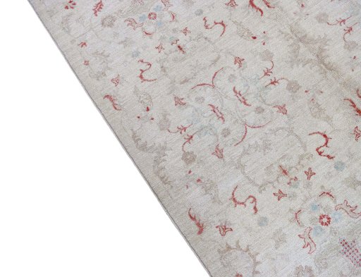 Backside of handmade New Farahan rug showing knot structure and weave density