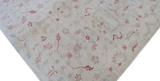 Full view of New Farahan rug from Pakistan, 196 × 150 cm in Beige tones