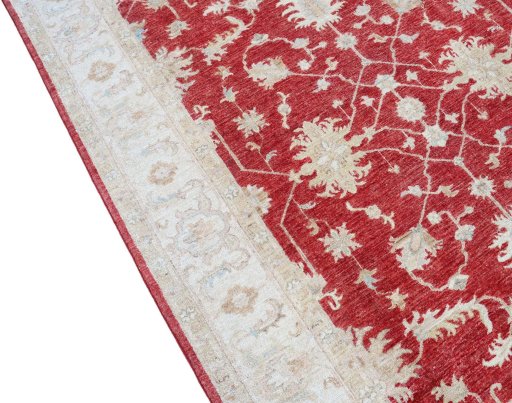 Backside of handmade New Farahan rug showing knot structure and weave density