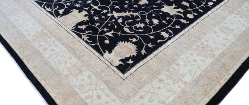 Full view of New Farahan rug from Pakistan, 405 × 309 cm in Gray tones