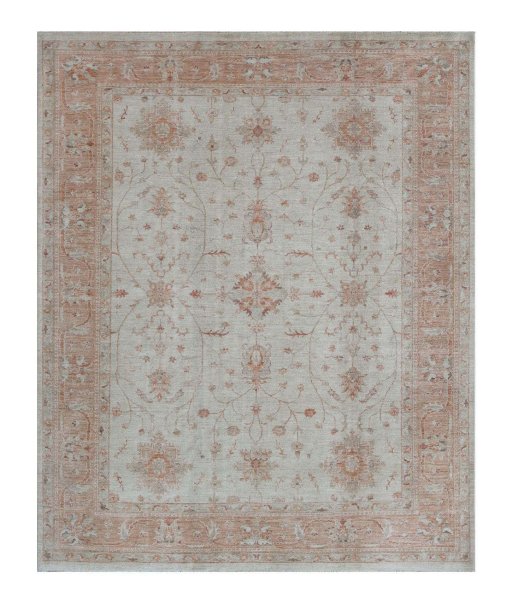 Full view of New Farahan rug from Pakistan, 306 × 243 cm in Beige tones
