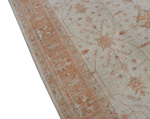 Backside of handmade New Farahan rug showing knot structure and weave density