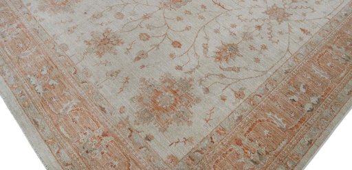 Full view of New Farahan rug from Pakistan, 306 × 243 cm in Beige tones