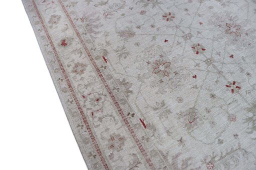 Backside of handmade New Farahan rug showing knot structure and weave density