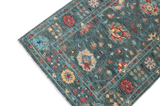 Full view of New Farahan rug from Pakistan, 117 × 80 cm in Green tones