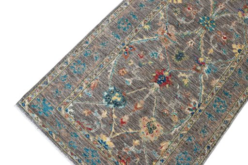 Full view of New Farahan rug from Pakistan, 187 × 76 cm in Brown tones