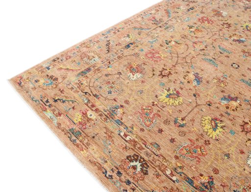Full view of New Farahan rug from Pakistan, 302 × 239 cm in Yellow tones