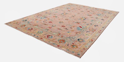 Corner detail of New Farahan rug showing border pattern and Wool pile
