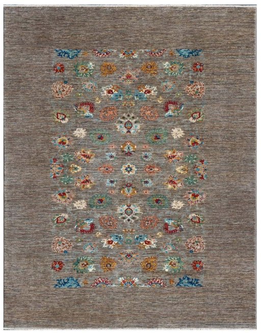 Full view of New Farahan rug from Pakistan, 216 × 170 cm in Gray tones