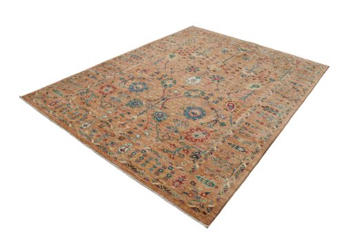 Corner detail of New Farahan rug showing border pattern and Wool pile