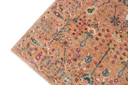 Full view of New Farahan rug from Pakistan, 204 × 149 cm in Yellow tones