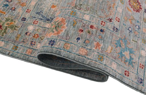 Full view of New Farahan rug from Pakistan, 122 × 76 cm in Blue tones