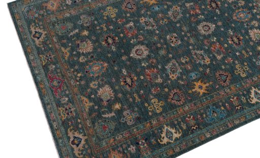 Backside of handmade New Farahan rug showing knot structure and weave density