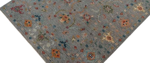Backside of handmade New Farahan rug showing knot structure and weave density