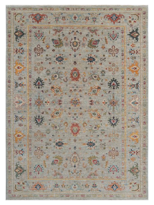 Full view of New Farahan rug from Pakistan, 238 × 173 cm in Gray tones