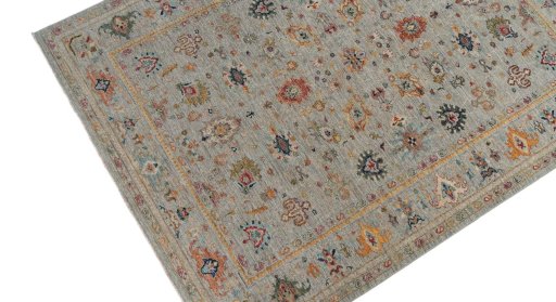 Backside of handmade New Farahan rug showing knot structure and weave density