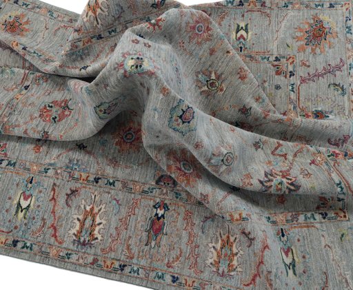 Full view of New Farahan rug from Pakistan, 186 × 173 cm in Gray tones