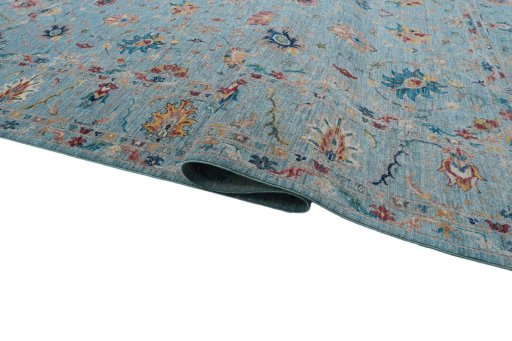 Full view of New Farahan rug from Pakistan, 360 × 243 cm in Blue tones