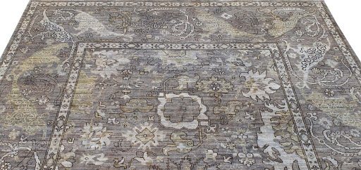 Backside of handmade New Farahan rug showing knot structure and weave density