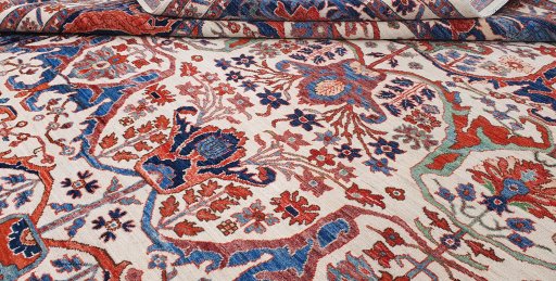 Close-up detail of New Farahan rug from Pakistan showing Wool weave