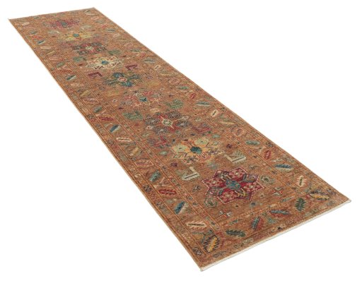 Corner detail of New Farahan rug showing border pattern and Wool pile