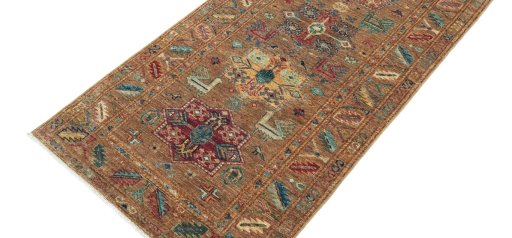 Backside of handmade New Farahan rug showing knot structure and weave density
