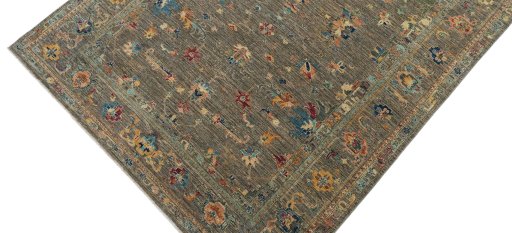 Backside of handmade New Farahan rug showing knot structure and weave density